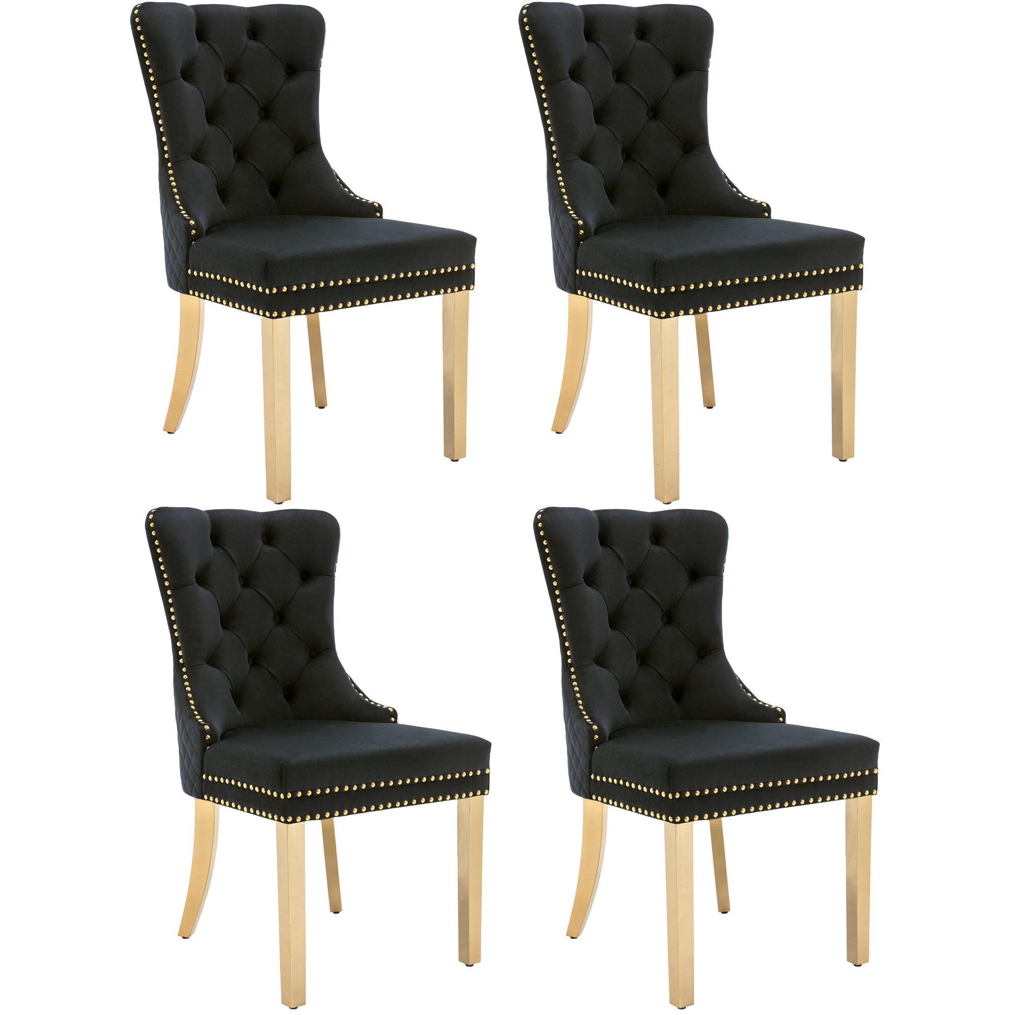 STUHL-SET DE-36992 4 Stück mit runden Zugringen Schwarz - Schwarz, Metall (45/95/50.5cm) - ComfortXL