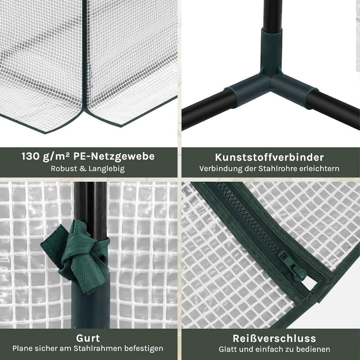 FOLIENGEWÄCHSHAUS, Metallgestell, 143 x 195 x 73 cm, Weiß - Weiß, Textil/Metall (143/195/73cm) - Woltu