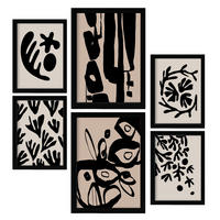 POSTER Set Mit 6 Mystik Design In Blume Zusammenfassung Ästhetische Dekorative Gemälde Für Ihr Wohnzimmer Zuhause A3 & A4 Schwarzer Rahmen - Schwarz, Papier (29/3cm) - Nacnic