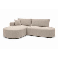 ECKSOFA Mit Schlaffunktion Und Bettkasten, Cordstoff Poso, Dunkelbeige, Links, ROUND ONE OPEN XL - Beige, Holz (262/175cm) - Kaiser Möbel