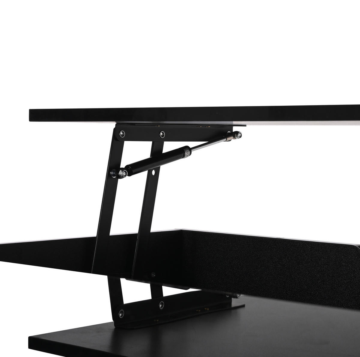 COUCHTISCH 80/75/40 cm mit Liftfunktion und LED-Beleuchtung in Schwarz - Schwarz, Holzwerkstoff (80/77/40cm) - Flora Grace