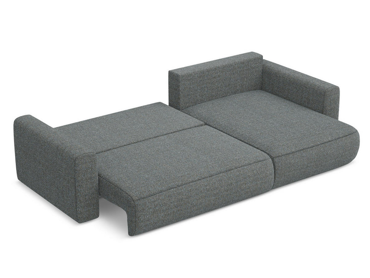 ECKSOFA mit Schlaffunktion Strukturstoff Stoff Grau - Dunkelgrau/Schwarz, Kunststoff/Textil (278/149cm) - Makamii