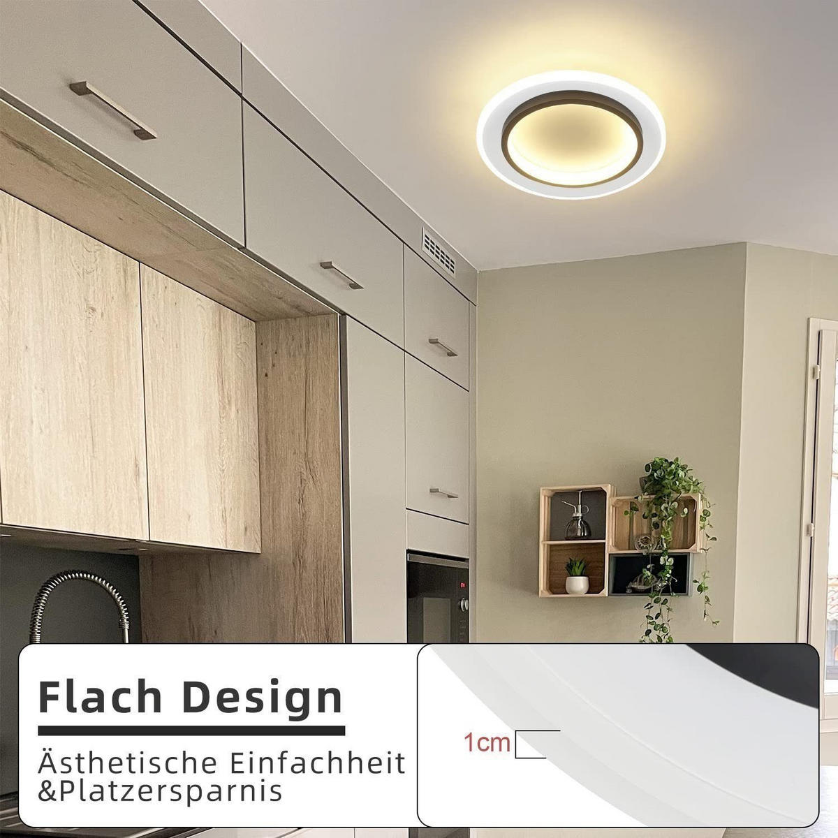 LED-DECKENLEUCHTE Harmonie 23.5/23.5/7 cm - Schwarz/Weiß, Kunststoff (23.5/23.5/7cm) - Nettlife