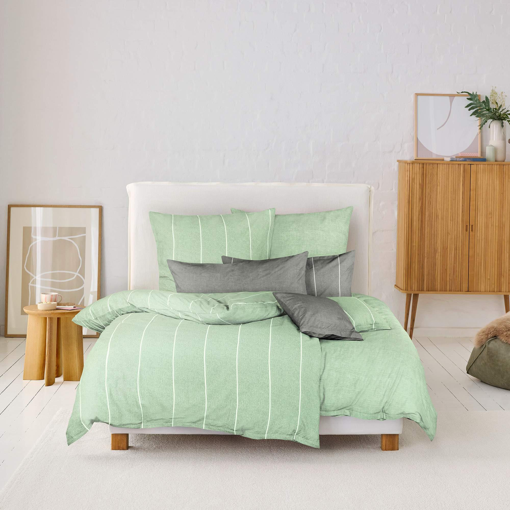 RENFORCÉ BETTWÄSCHE HARPLINES - Grün, Textil (155/220cm) - Esprit
