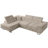 ECKSOFA Anton mit Schlaffunktion Beige Cord - Beige/Silberfarben, Textil/Metall (142/275cm) - Bromarkt