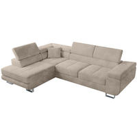 ECKSOFA Anton mit Schlaffunktion Beige Cord - Beige/Silberfarben, Textil/Metall (142/275cm) - Bromarkt