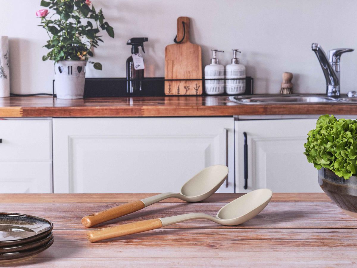 SALATBESTECK en Holz et Silikon GUNNAR - Beige, Holz (33.3cm) - Björn