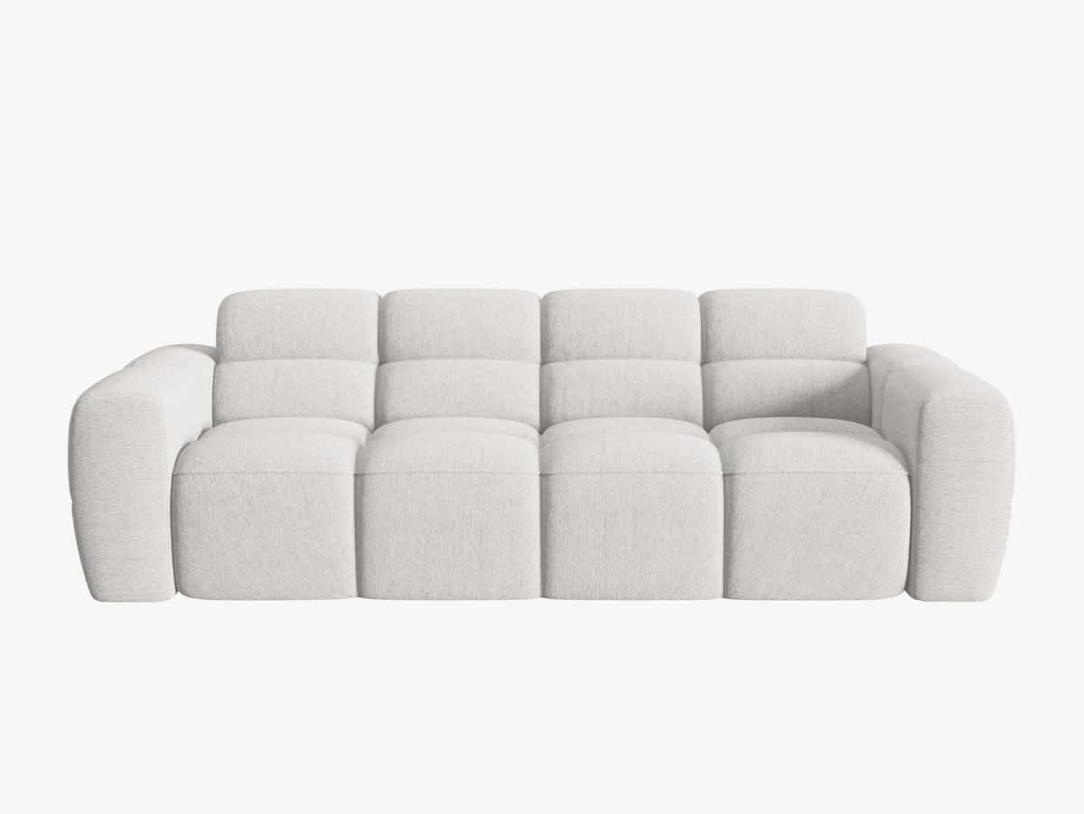 SOFA Lisa aus strukturiertem Stoff hellgrau 4 Sitzplätze - Hellgrau, Textil (256/77/101cm) - Micadoni