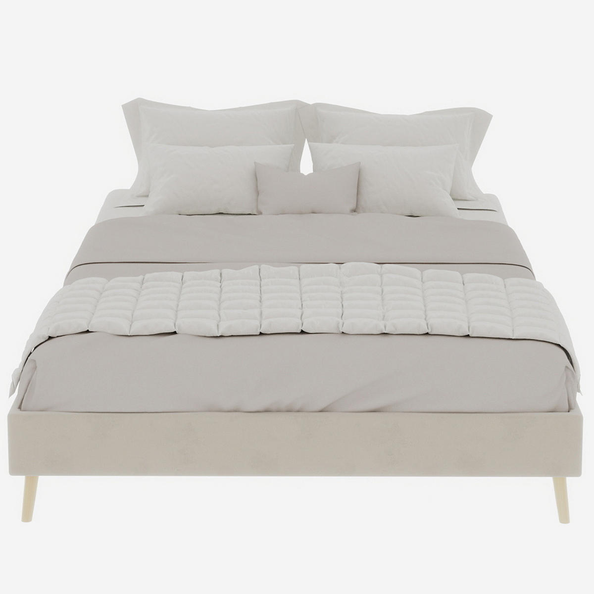 POSTEL 160/200 cm béžová z látky a kovu s pevným rámem v moderním stylu - béžová, textil (160/200cm) - OKWISH