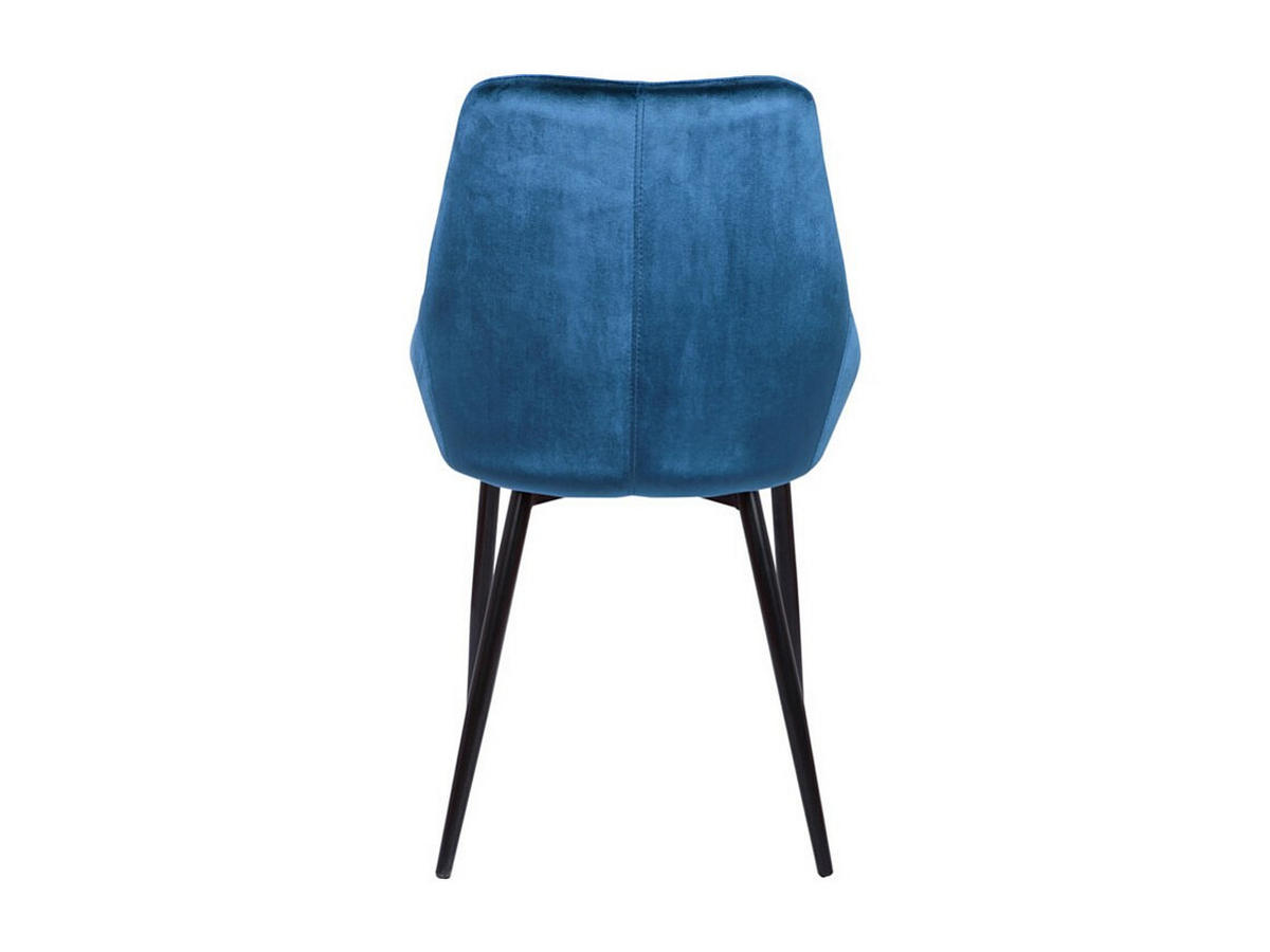 STUHL 2er-Set - Samt & Schwarzes Metall - Dunkelblau - MASURIE - Blau, Textil (56/85.5/49cm) - Vente-Unique