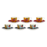 ESPRESSOTASSEN mit Untertassen 6er Set MIRABILIA 90 ml „Sole & Luna“ - Orange, Keramik (0.36L)
