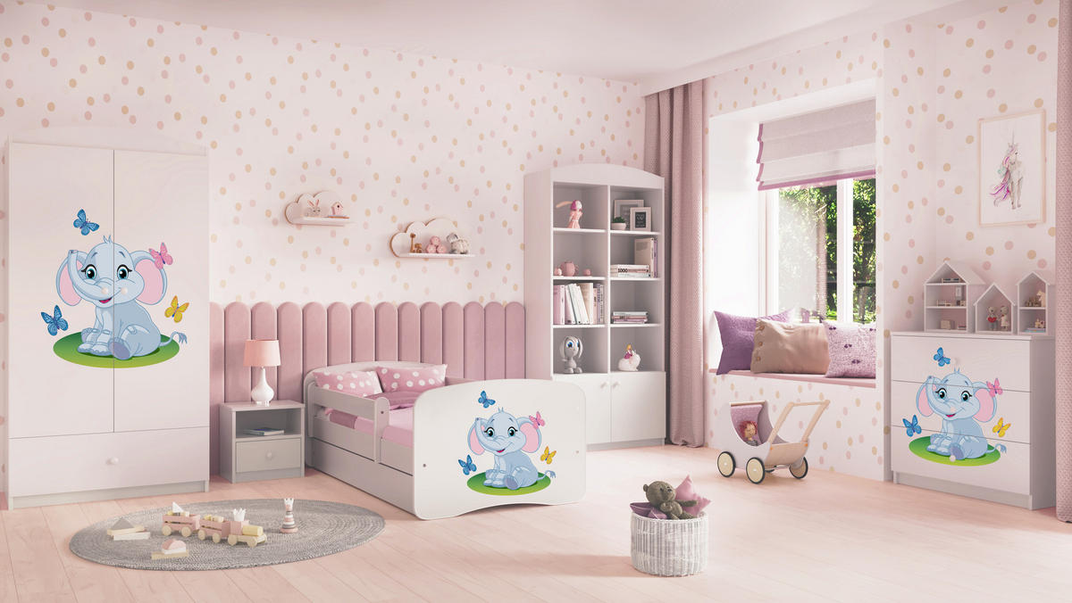 KINDERKLEIDERSCHRANK Elefant 90/175/52 - Weiß, Holzwerkstoff (90/175/52cm) - Kocot Kids