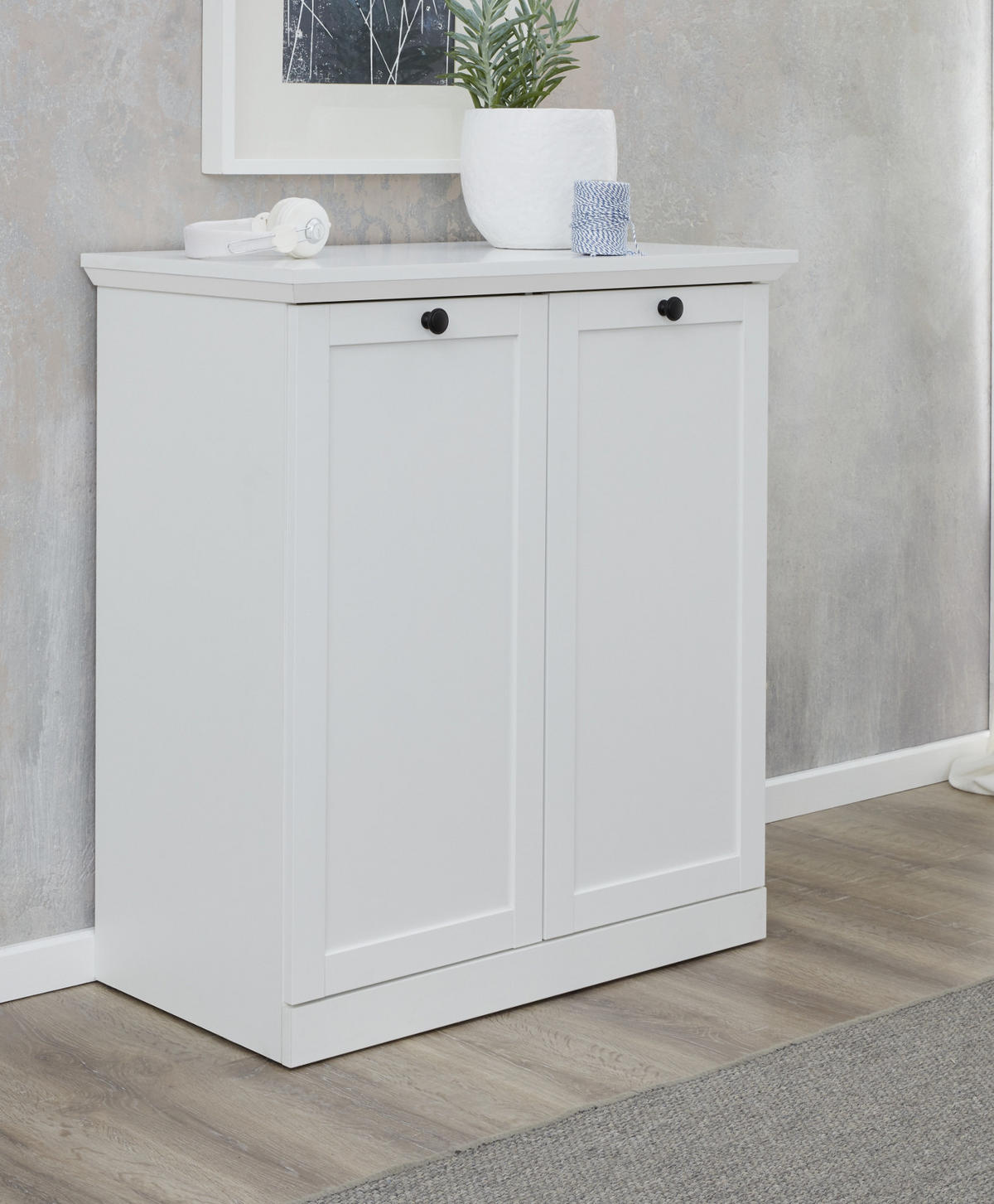 KOMMODE weiß 81 x 88 cm, SCHUHSCHRANK im Landhaus-Stil - Silberfarben/Weiß, Holzwerkstoff/Metall (81/88/41cm) - Top.Furn