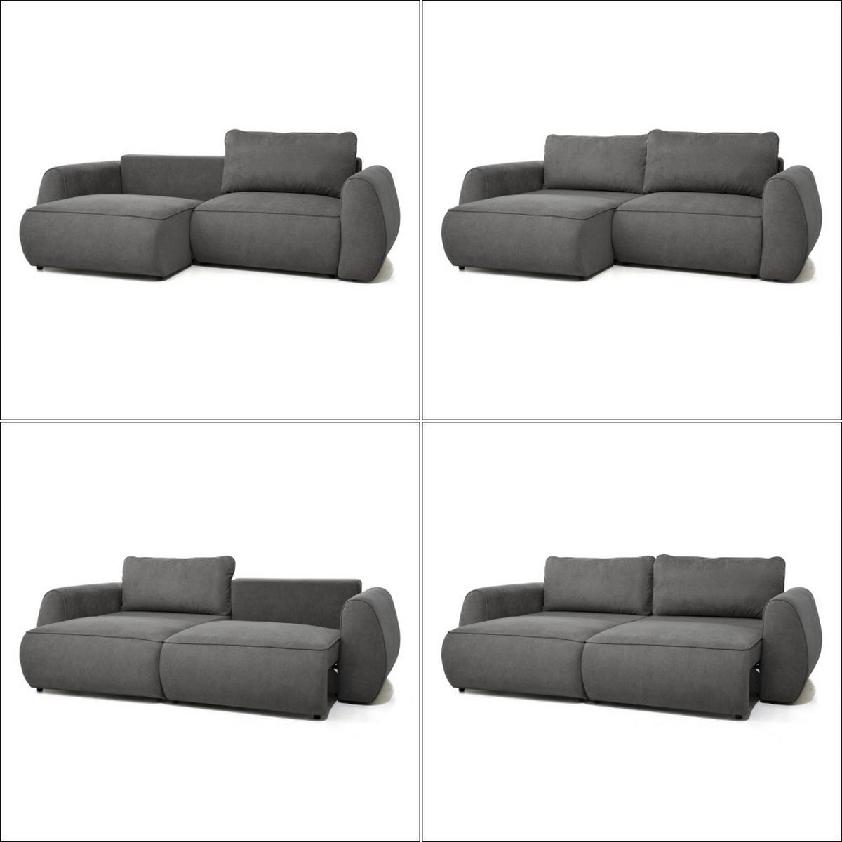 3-SITZER Schlafsofa Bravo mit Eckfunktion, mit zwei Bettkasten, Dunkelgrau - Dunkelgrau/Schwarz, Textil (257/96/110cm) - Beautysofa
