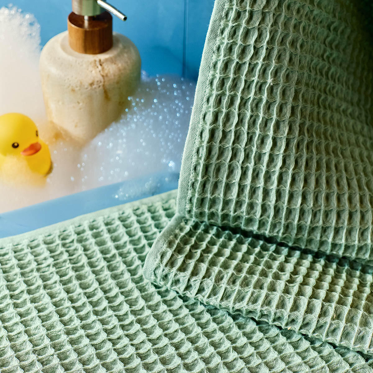 BADETUCH Vaffel Pistazie 70/130 cm - Grün, Textil (70/130cm) - Homla