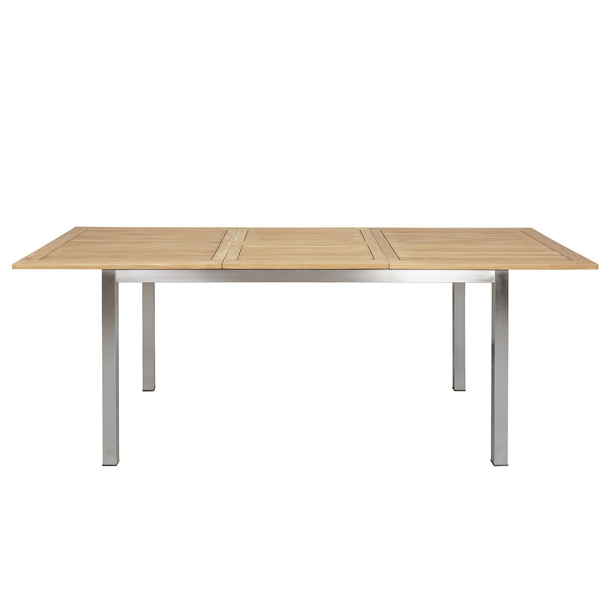 GARTENTISCH - Teak massiv / Edelstahl - Ausziehfunktion - Silberfarben/Braun, Holz/Metall (90/150/75cm) - home24