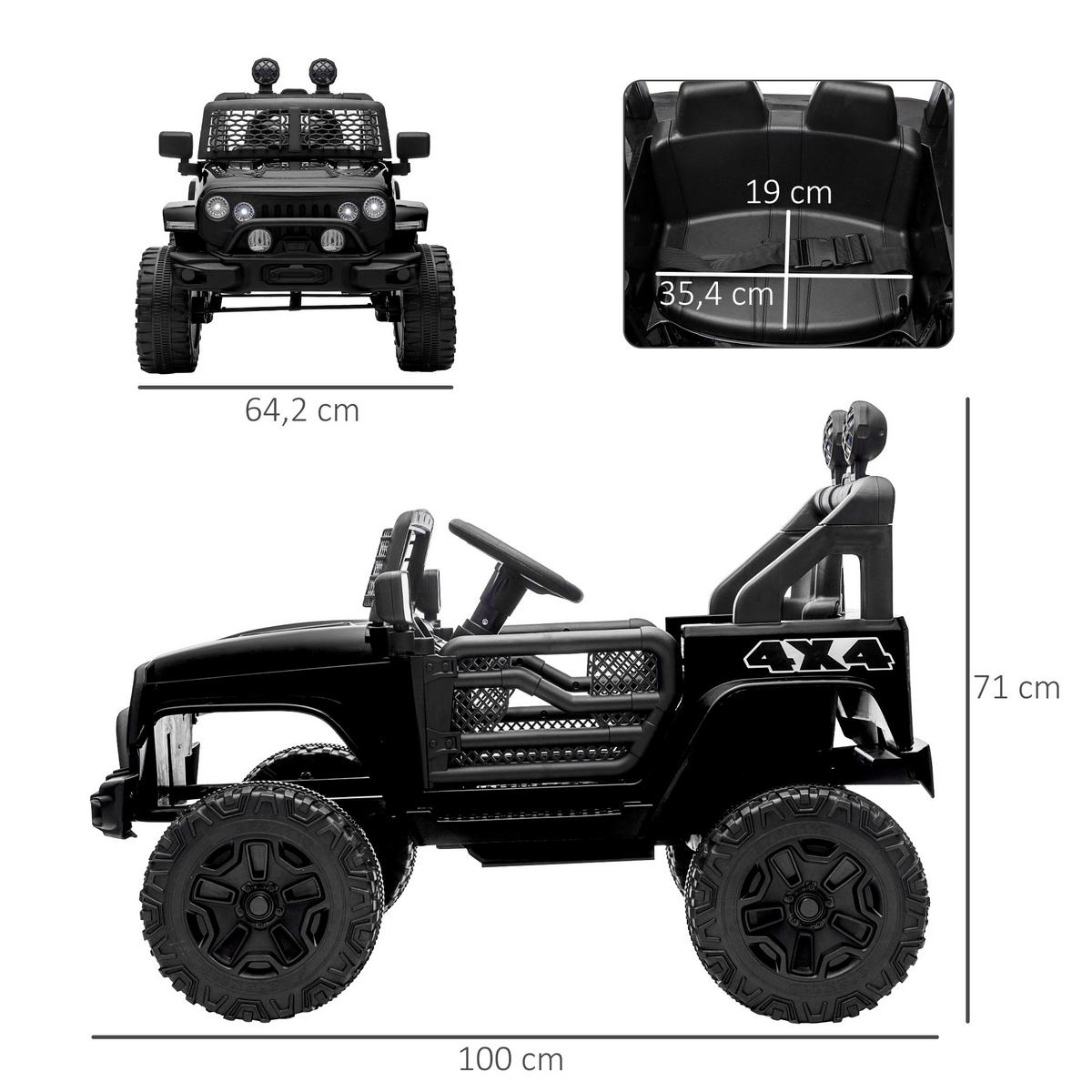 ELEKTRO-KINDERAUTO DE-13008 Fernbedienung Schwarz - Schwarz, Kunststoff (100/64.2/71cm) - ComfortXL