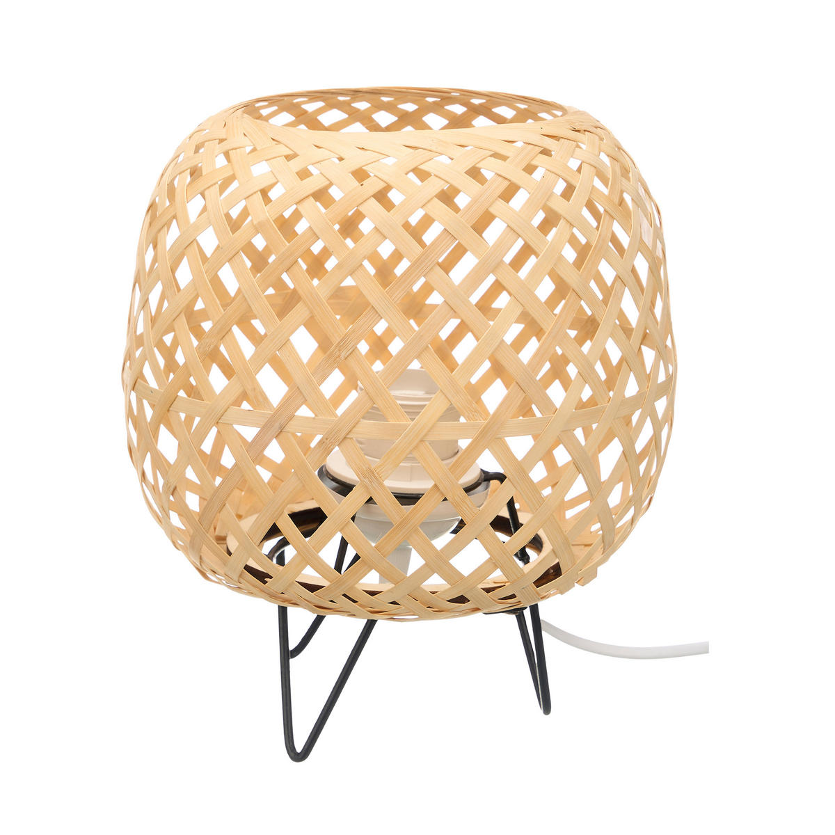 TISCHLAMPE Bambus gewebt Oval 20/23 cm - Beige, Naturmaterialien (20/20/23cm) - Giftdecor