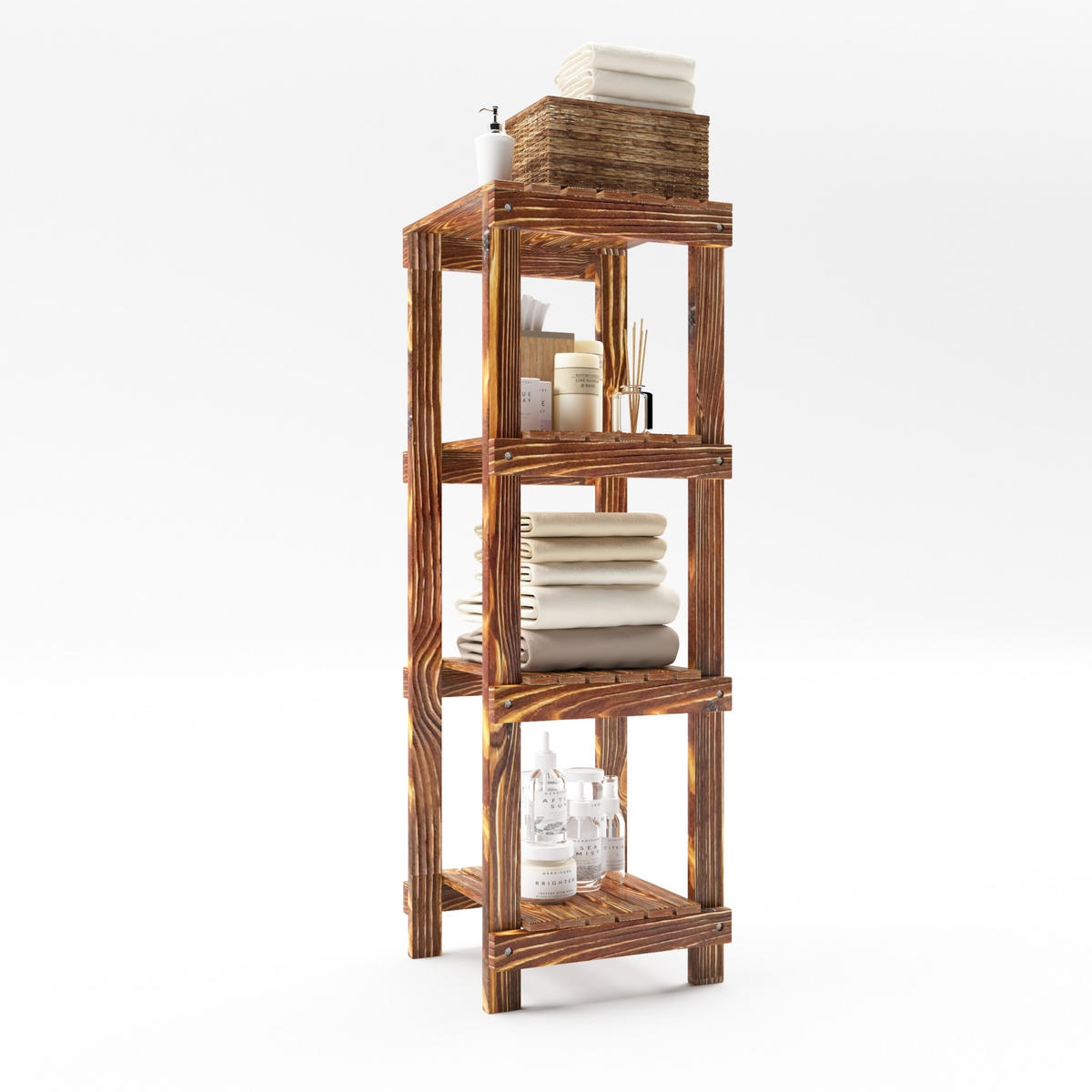 BADEZIMMERREGAL Kinnula - Dunkelbraun, Holz (30/90/30cm) - [en.casa]