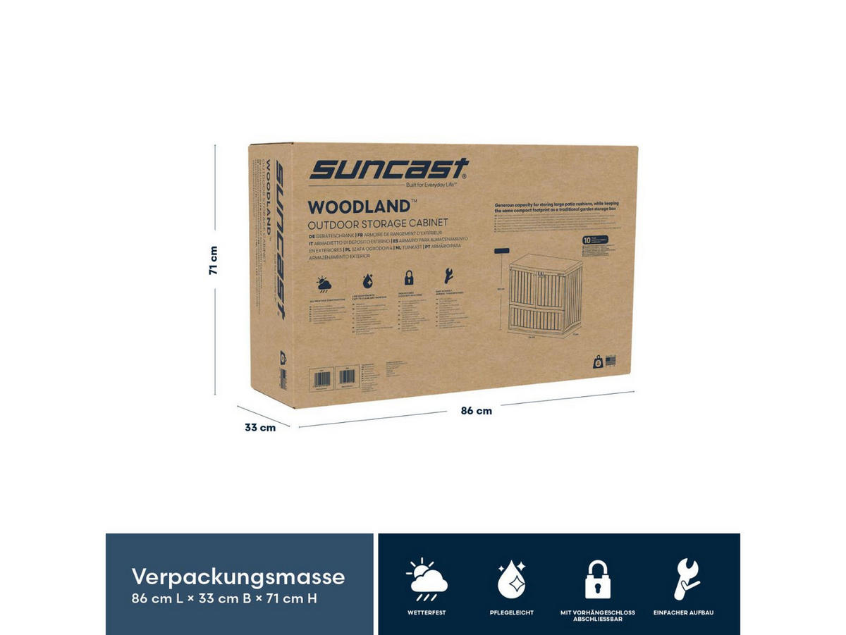 GARTENSCHRANK 738 Liter in Barhöhe mit aufklappbarer Arbeitsfläche, zwei Fronttüren und Camlock-Schloss, 124 × 77 × 105 cm, anthrazit - Braun, Kunststoff (80/175/120cm) - Suncast