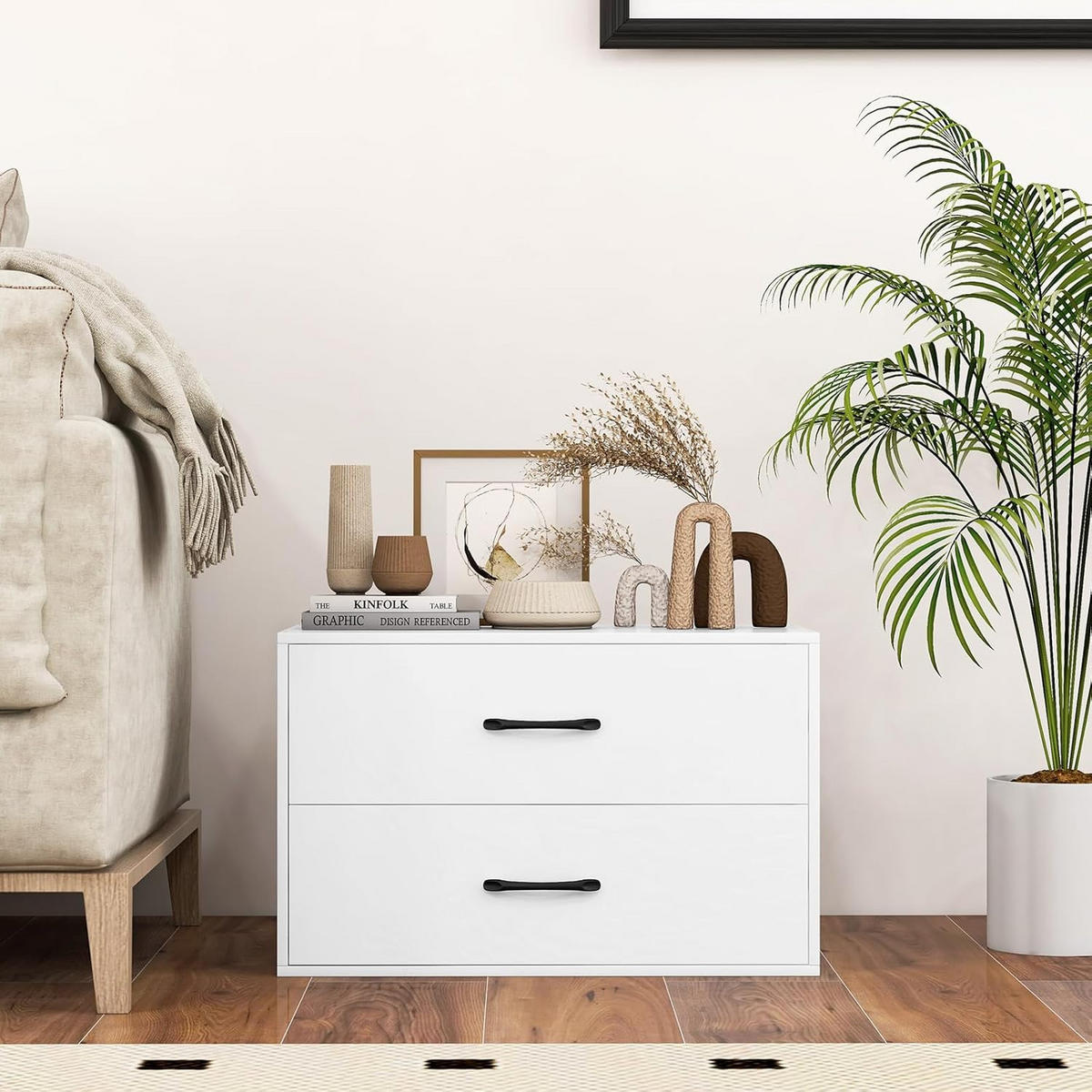 KOMMODE Weiß - Weiß, Holz (34/38/60cm) - COSTWAY