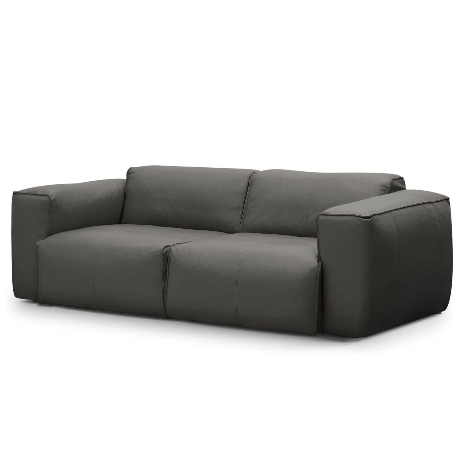 2-SITZER SOFA - Schwarz/Grau, Leder/Kunststoff (220/71/102cm) - home24
