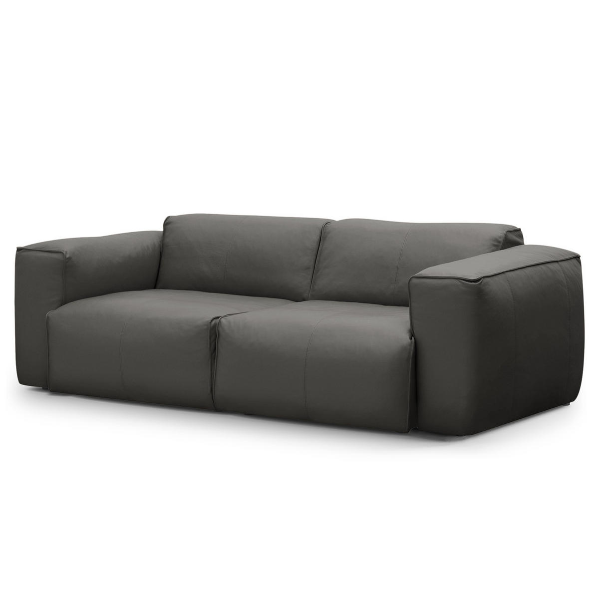 2-SITZER SOFA - Schwarz/Grau, Leder/Kunststoff (220/71/102cm) - home24