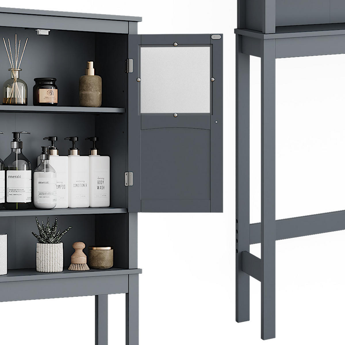 TOILETTENSCHRANK Bianco Grau 69 x 171 cm - Grau, Holzwerkstoff (69/171/19.8cm) - Vicco