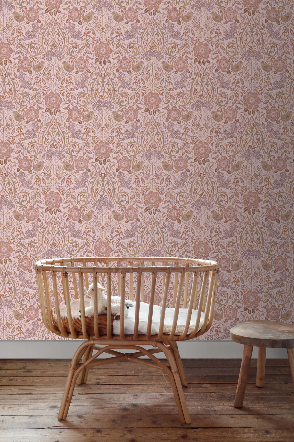 TAPETE Blumen und Vögel 53 cm x 10.05 m - Pink, Papier (53/1000cm) - ESTAhome