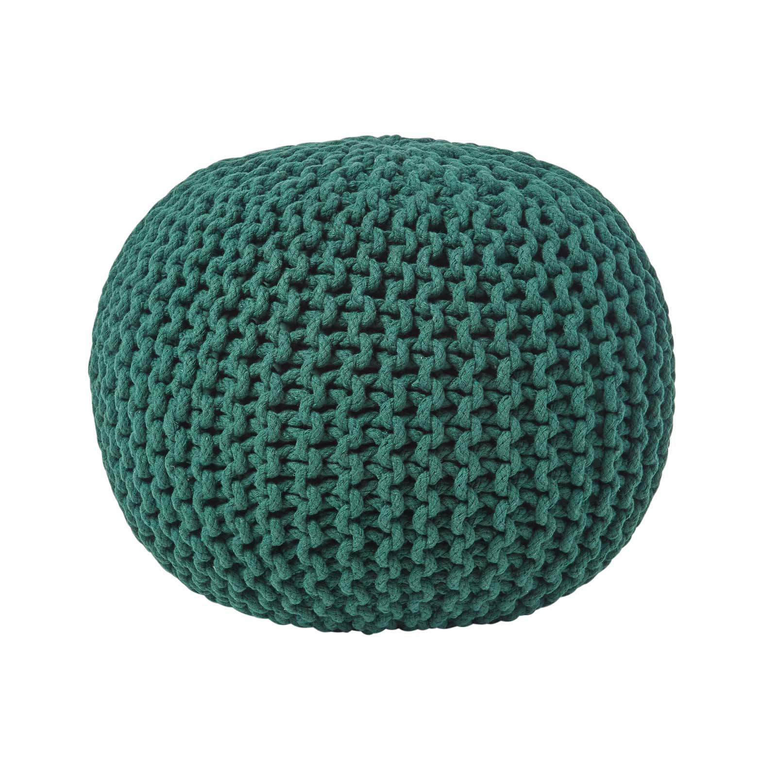 Homescapes Strick-Pouf Waldgrün 40x35x40 cm