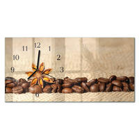 WANDUHR 60x30 cm - Blumen - Braun, Glas (60/30/0.4cm) - TULUP