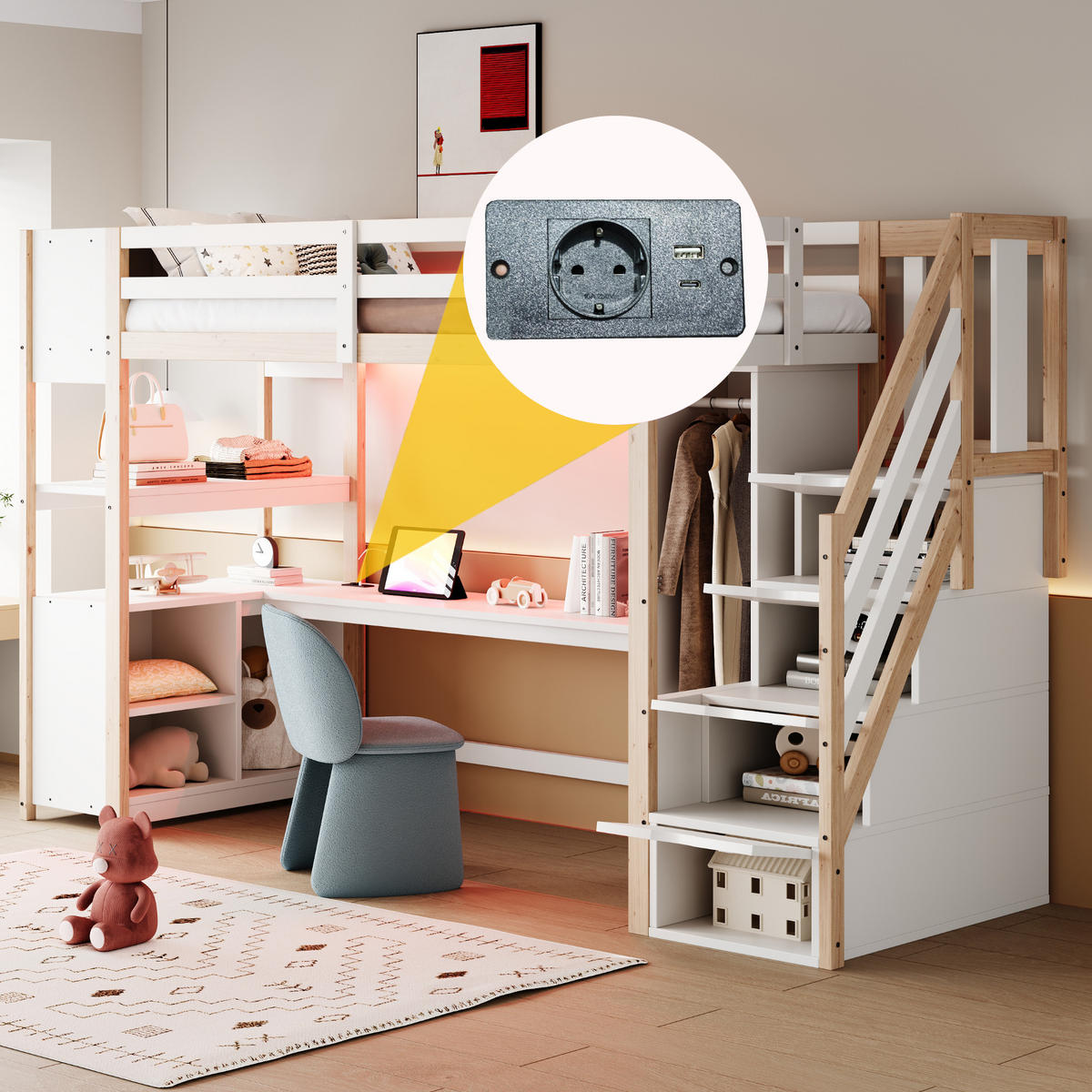 HOCHBETT Holz 90/200 cm Holz - Ahornfarben/Weiß, Holz/Holzwerkstoff - Raumix