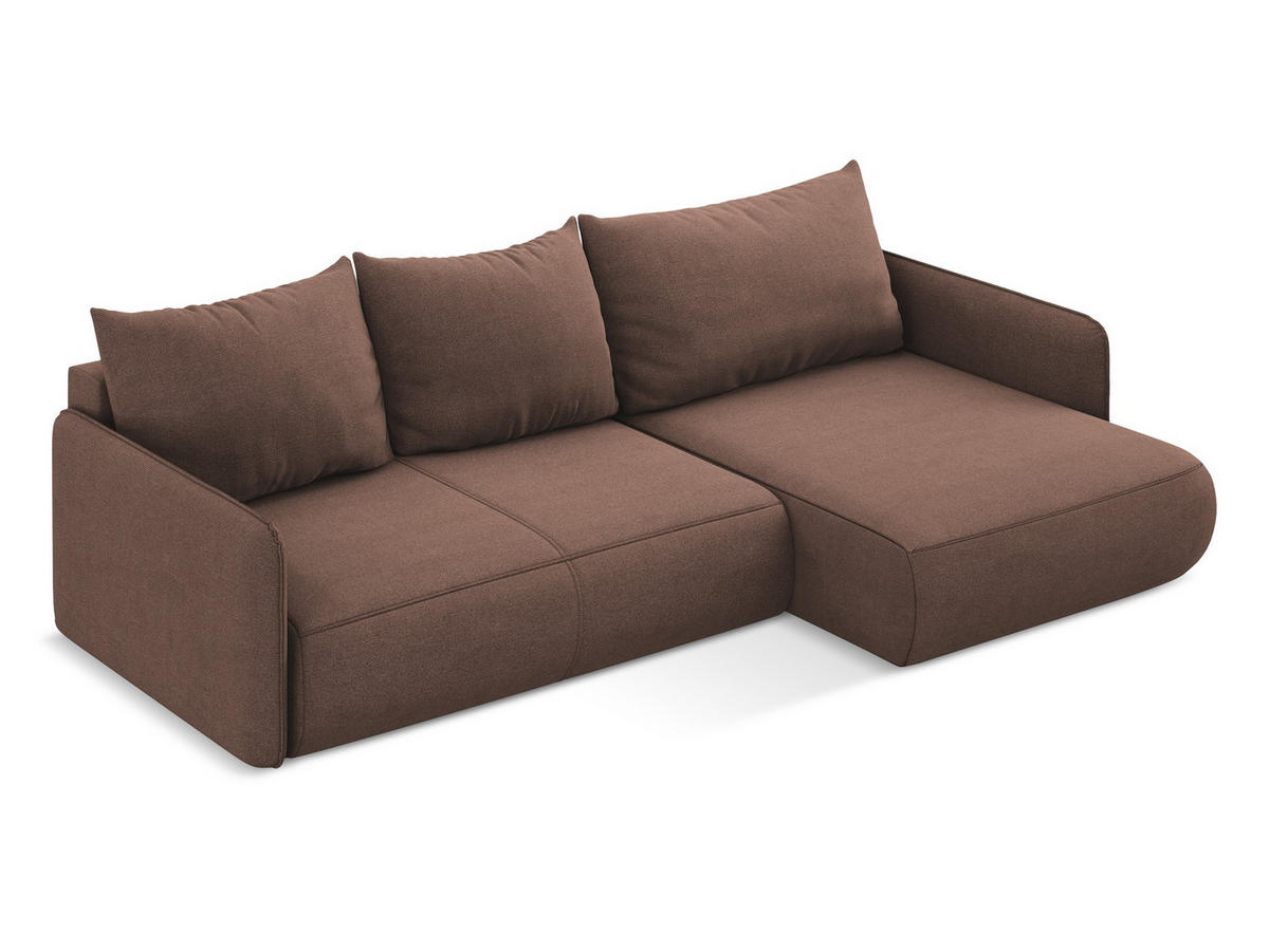 ECKSOFA mit Schlaffunktion Strukturstoff Stoff Pink - Pink/Hellrosa, Kunststoff/Textil (240/148cm) - Makamii