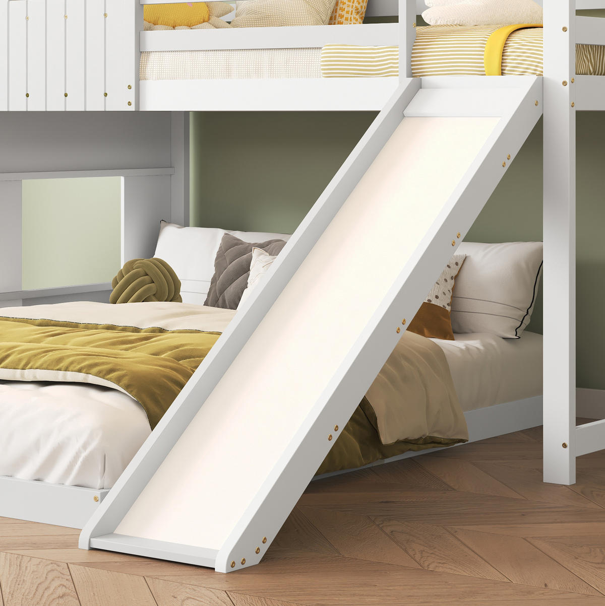 ETAGENBETT 90/200 cm und 140/200 cm Weiß mit Rutsche aus Kiefer und MDF - Weiß, Holzwerkstoff (90/200cm) - OKWISH