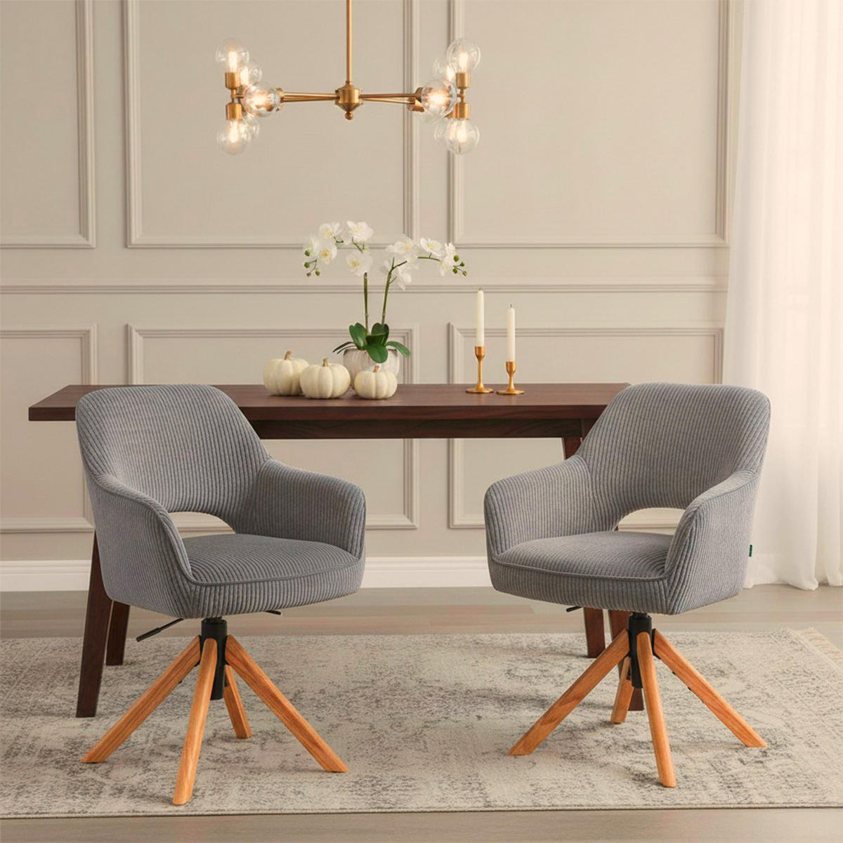BÜROSTUHL Mika-Amia - Honigeiche/Grau, Eichenholz/Holz (60/88/65cm) - DUBI Möbel