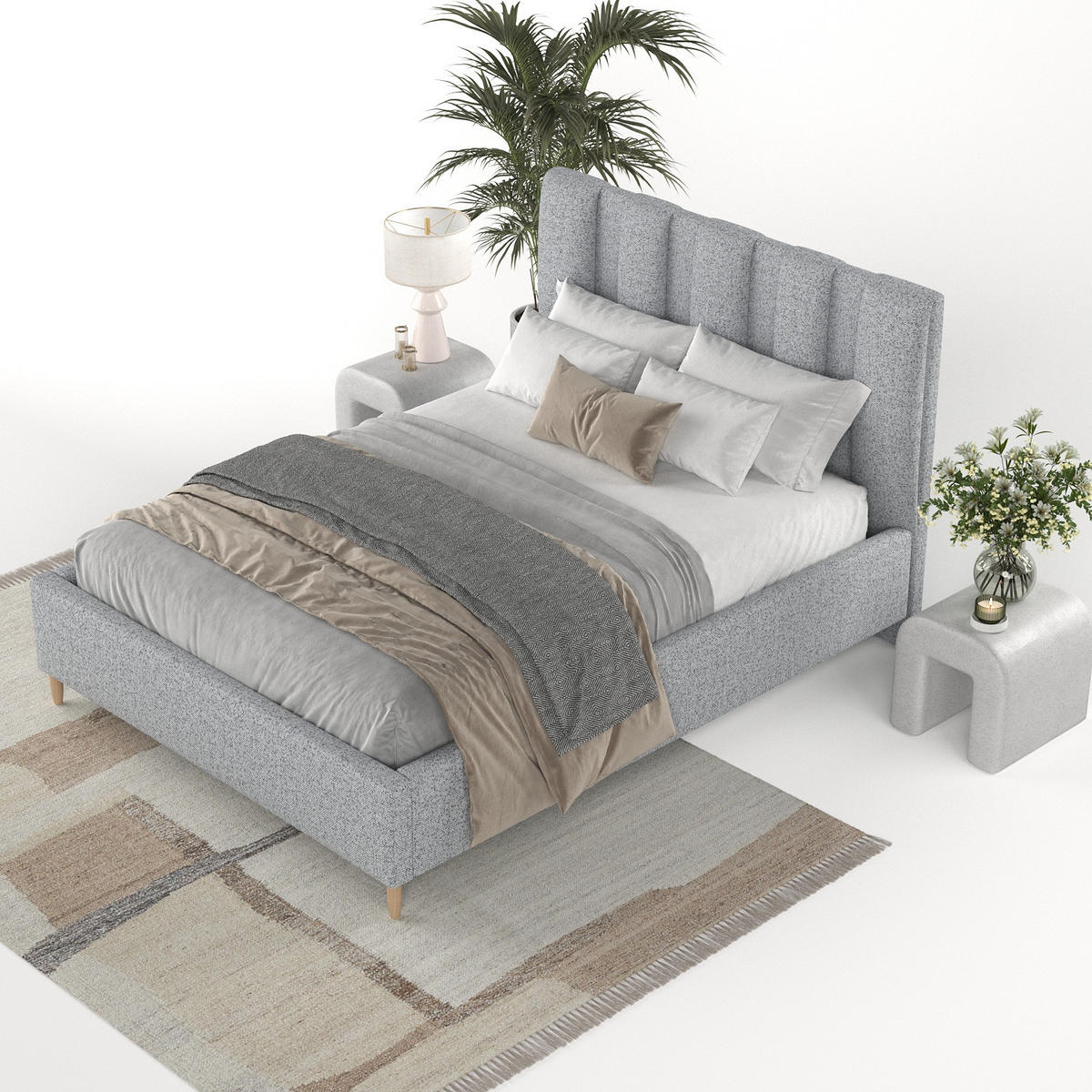 POLSTERBETT Loom 140/200 cm Grau im Riva Stoff - Naturfarben/Grau, Holz/Holzwerkstoff (140/200cm) - AltaBeds