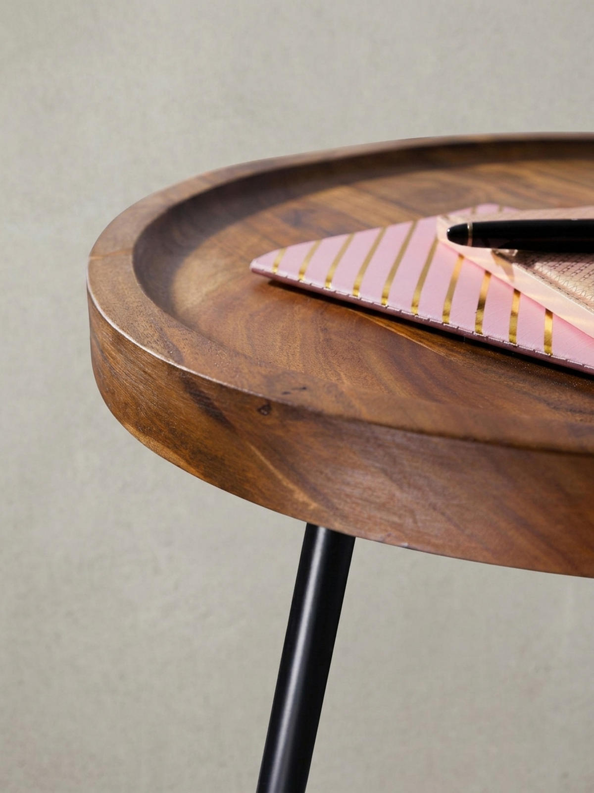 BEISTELLTISCH – Massivholz Metall 50 kg belastbar Industrial - Schwarz/Braun, Holz/Metall (46/46/40cm) - KADIMA DESIGN