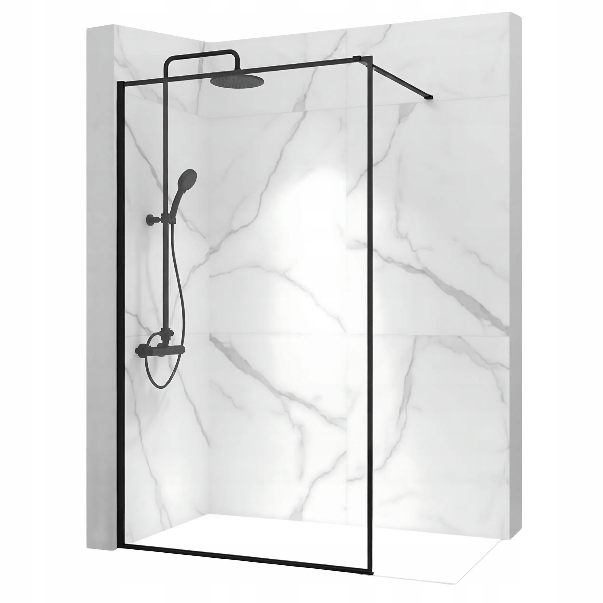 REA Duschwand Schwarz 71x195 cm