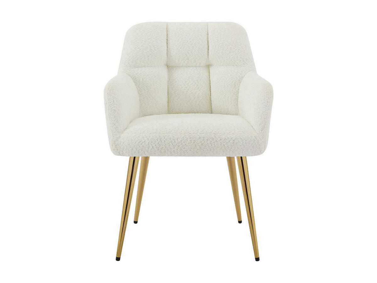 STUHL mit Armlehnen 2er-Set - Bouclé-Stoff & goldfarbenes Metall - Weiß - PEGA - Goldfarben/Weiß, Textil (62/78/58.5cm) - Pascal Morabito