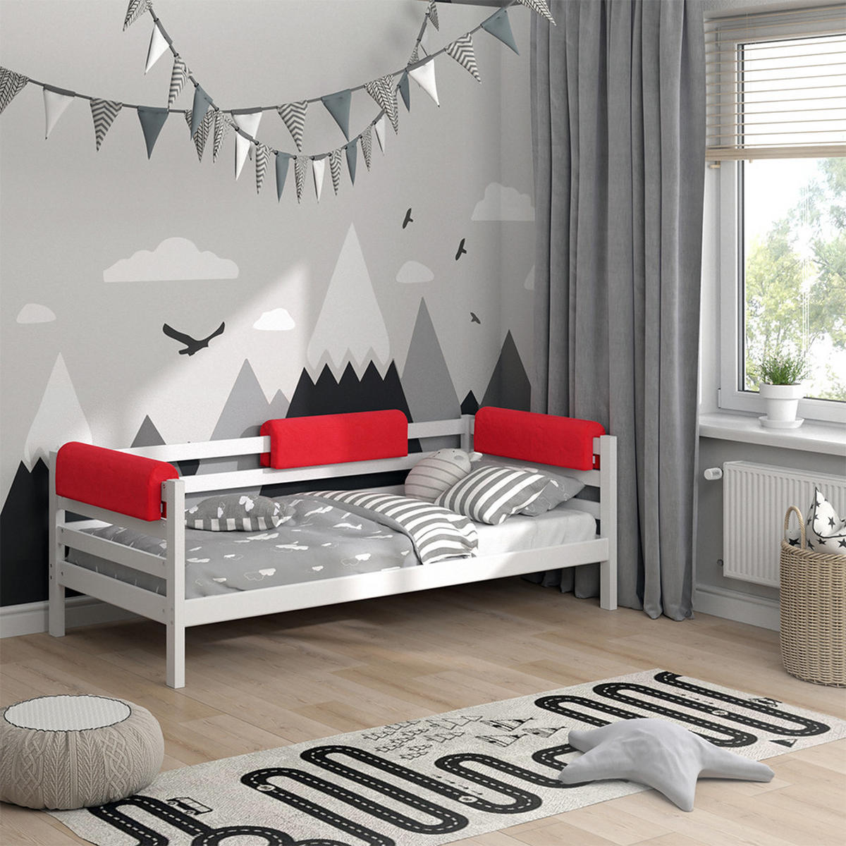 BETTUMRANDUNG Rot 70 x 20 cm - Rot, Textil (70/20/14cm) - VitaliSpa