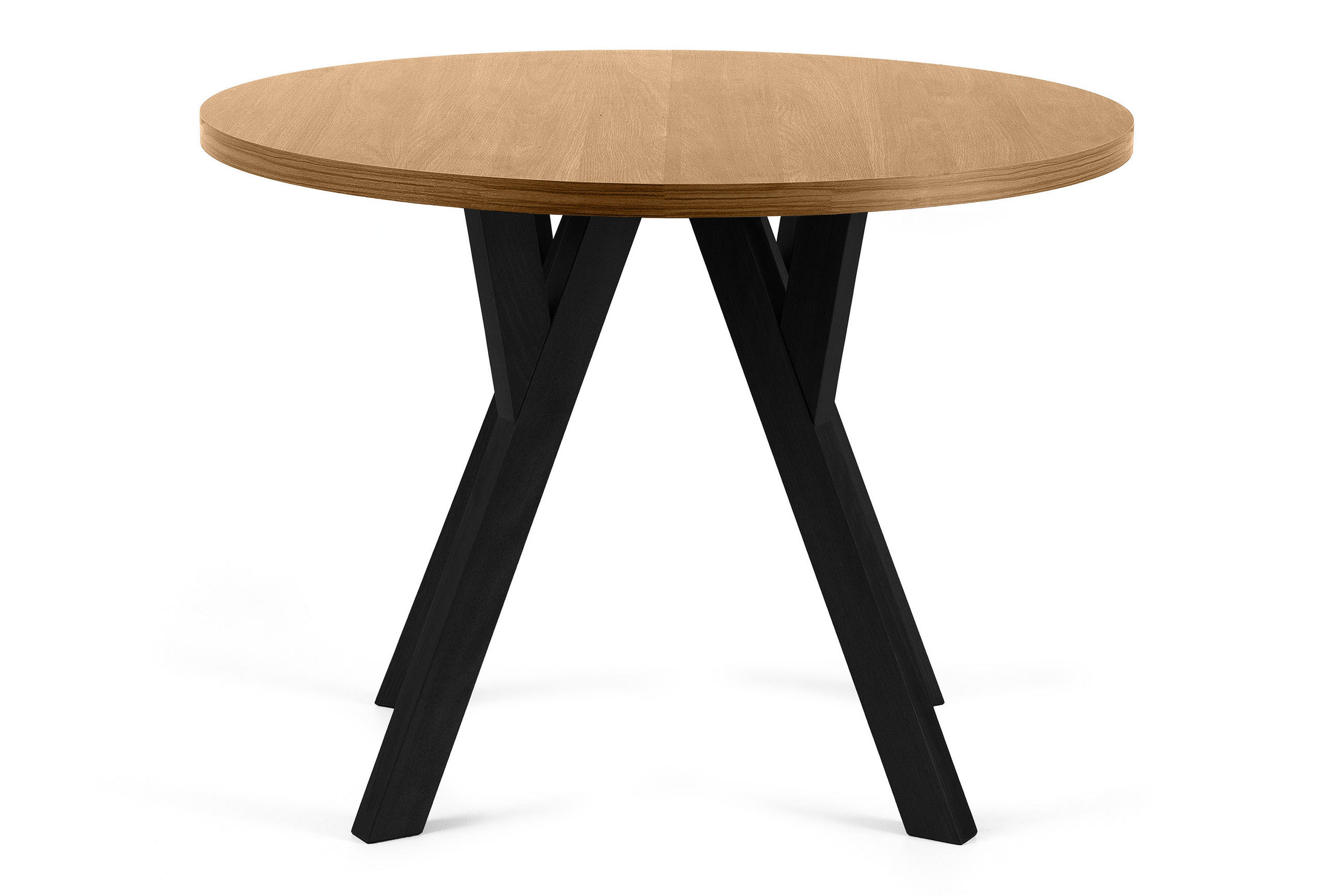 ESSTISCH INDAGA Ausziehbar 100-180cm Rund, Goldene eiche/schwarz - Eichefarben/Schwarz, Holz (100/180/75cm) - KONSIMO®