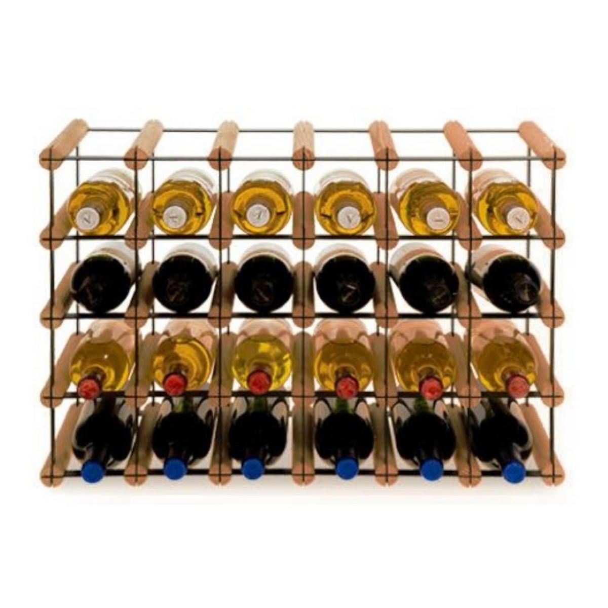 WEINREGAL Vinotega Mod Metal 42,5x62,5x24,5 cm 6x4 Flaschen Massives Kiefernholz Braun Geölt - Braun, Holz (62.5/42.5/24.5cm) - PROREGAL