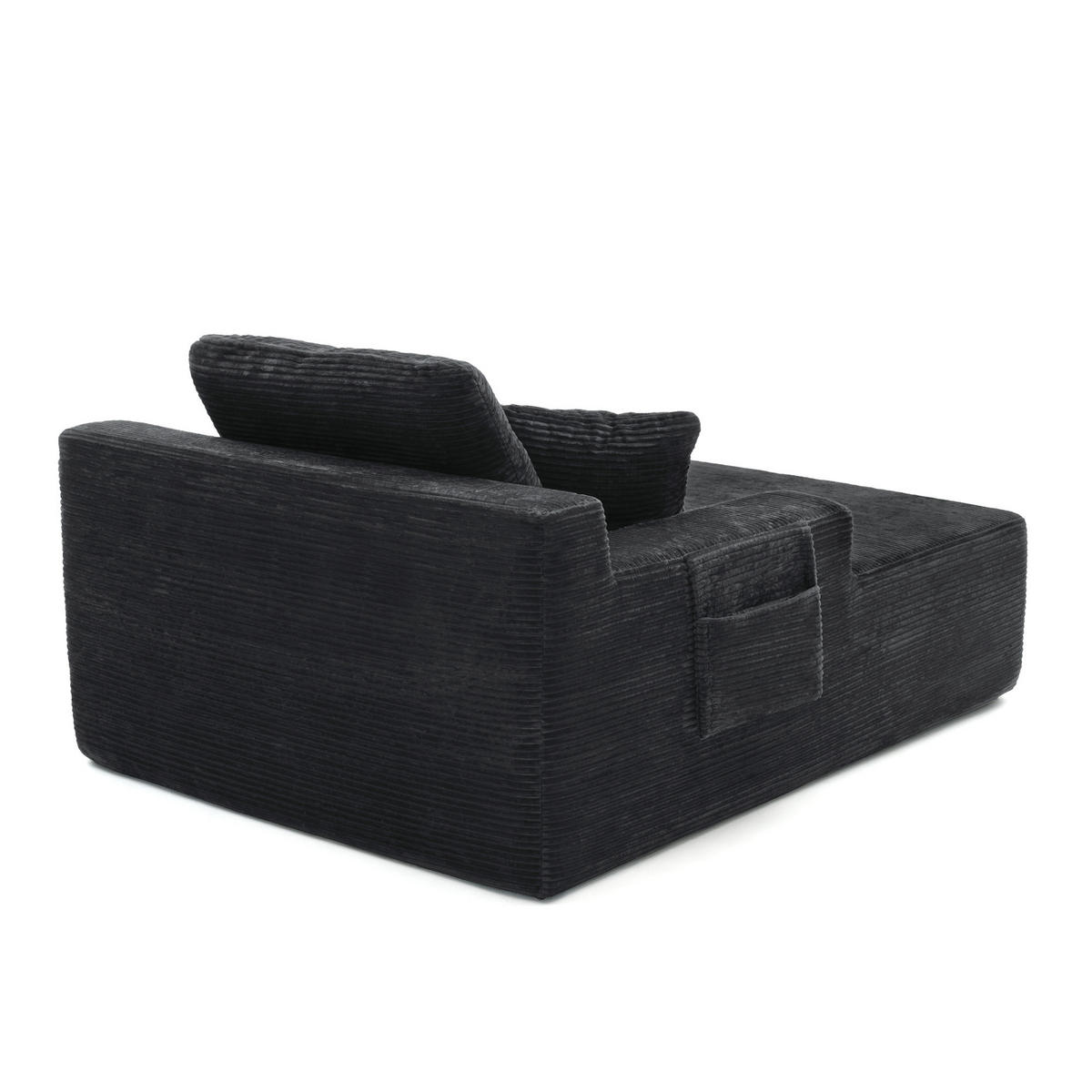 SOFAELEMENT 150/110/70 cm Schwarz Cord mit 2 Staufächer - Schwarz, Textil (70/150/110cm) - Oxeza