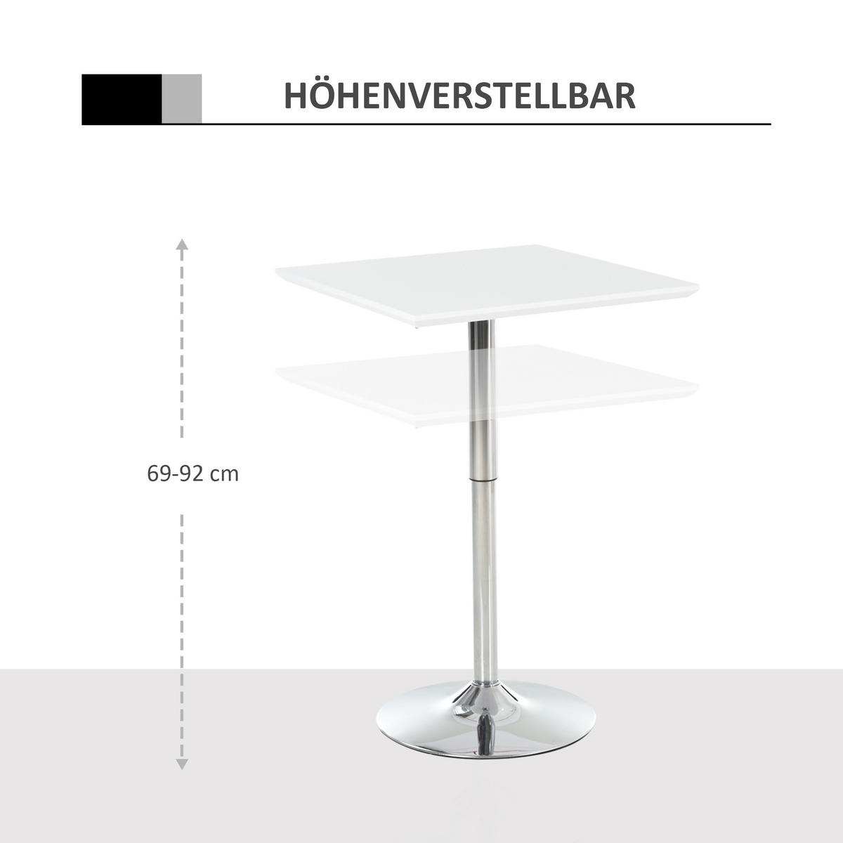 BARTISCH, MDF-Platte, Stahl, Weiß - Weiß, Kunststoff (60/92/60cm) - HOMCOM