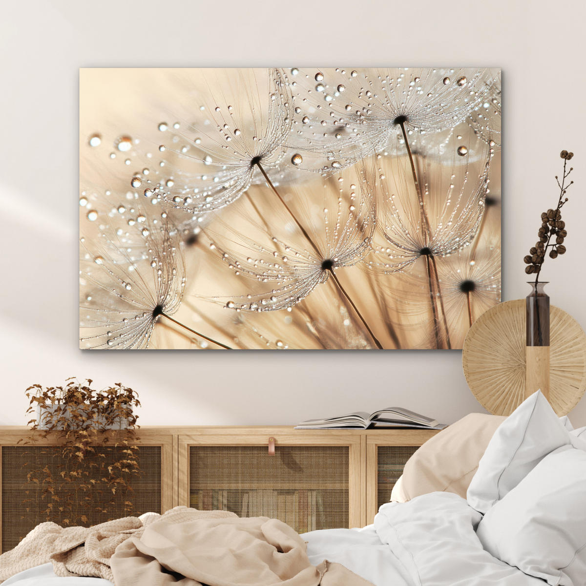 METALLBILD Löwenzahn - Abstrakt - Natur - Beige 120x80 cm - Braun, Metall (120/80cm) - MuchoWow