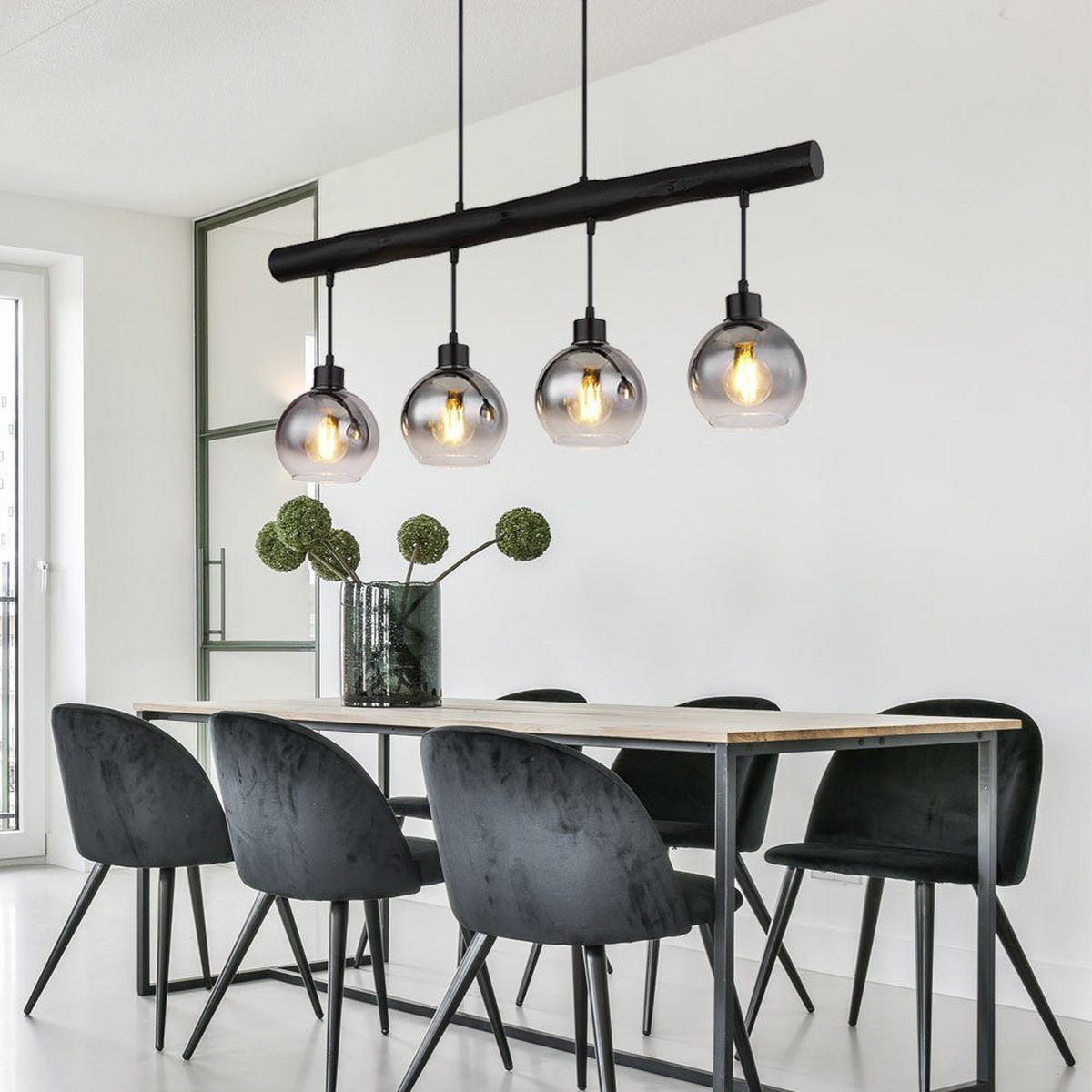 HÄNGELEUCHTE MOITAS Metall Grau - Grau, Glas (85/15/120cm) - Globo Lighting