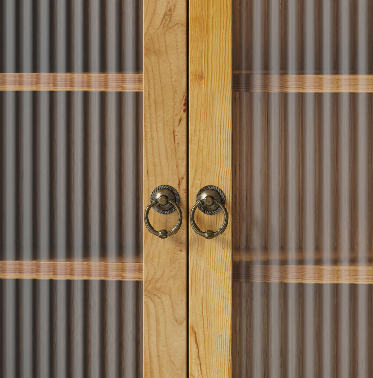 KÜCHENOBERSCHRANK 100/20/80 cm aus Massivholz und Glas mit 4 Türen und Hakenleiste Natur - Naturfarben, Holz (100/80/20cm) - Modenvie