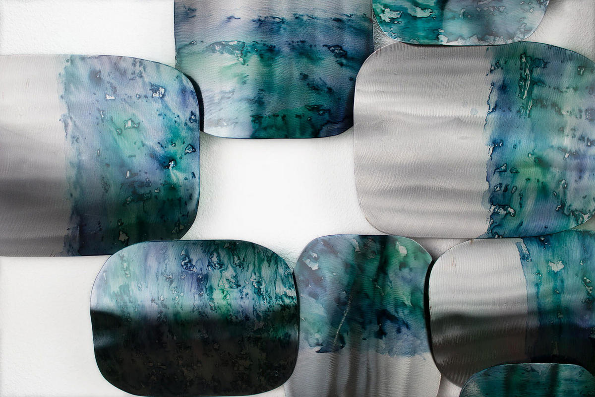 WANDDEKO Blau 118/78 cm - Blau/Silberfarben, Metall (4.5/78/6cm) - KUNSTLOFT