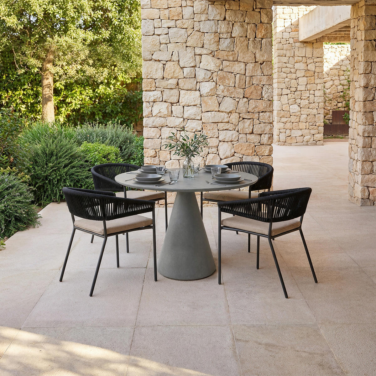 ESSTISCH RIO Mittel aus Beton 91.4x91.4x75 - Grau, Naturmaterialien (91.4/91.4/75cm) - Elementi