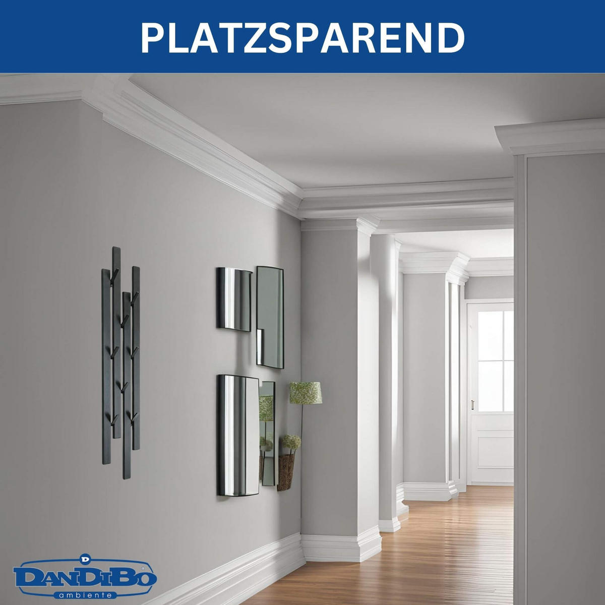 WANDGARDEROBE Schwarz Metall mit 8 Haken - Schwarz, Metall (15.5/87/4.5cm) - DanDiBo